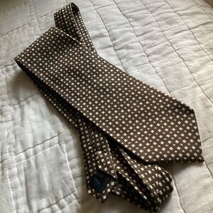 VINTAGE A.GOLD & SONS BROWN AND GREY BEIGE SILK TIE